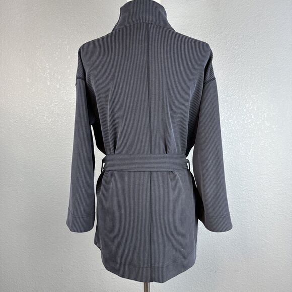 Lululemon Ribbed Softstreme Belted Wrap Jacket Size 4 Charcoal Gray Black - Picture 5 of 10